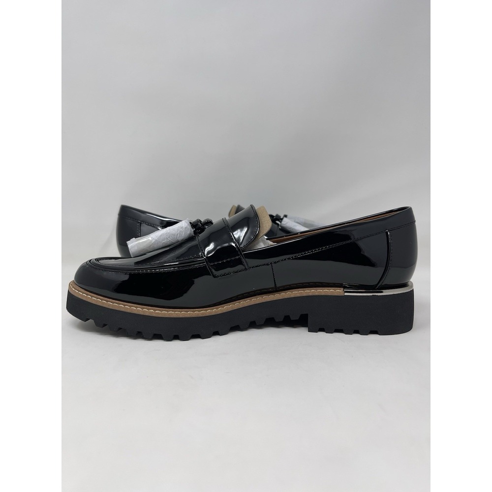 Franco Sarto Womens Carolynn Tassel Lug Sole Loafer Black Patent 8 - Picture 6 of 9